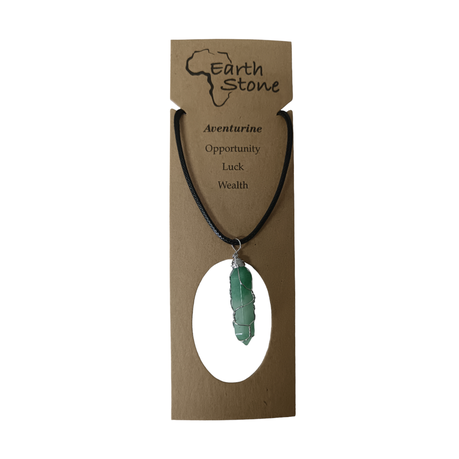 Earth Stone Collection - Wire Wrapped Aventurine Stone Necklace