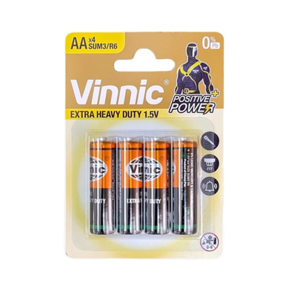 Vinnic Zinc Chloride AA Penlight Battery 1.5V - 4 Pack