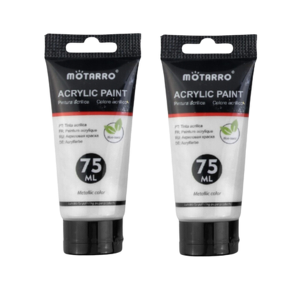 Motarro Acrylic Paint Metallic 75ml - Grey 2 Pack