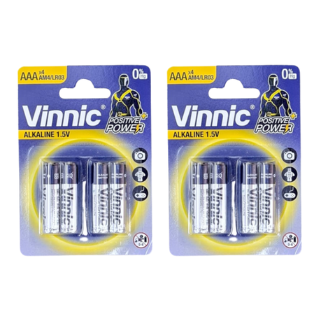 Vinnic Alkaline AAA Battery 1.5V 4PC - 2 Pack