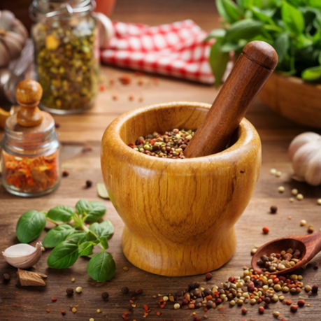Debest Wooden Mortar And Pestle
