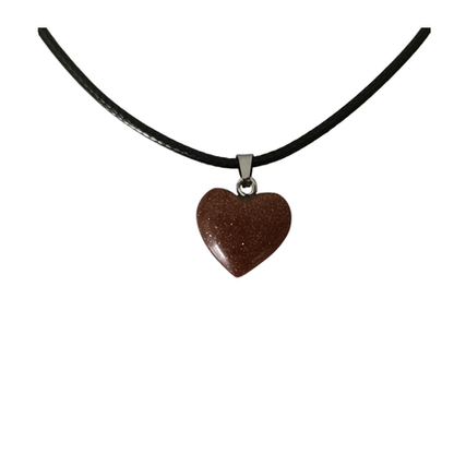 Earth Stone Collection - Heart Gold Sand Stone Necklace