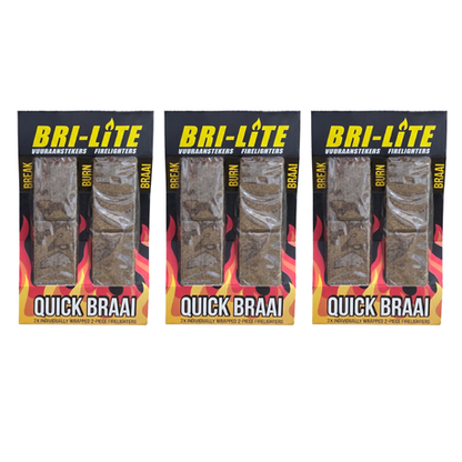 Bri-Lite Individually Wrapped Firelighters 2 Piece Blister - 3 Pack