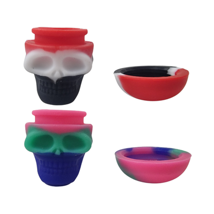 Silicone Skullhead Dab Pot Multicolor - 5 Pack