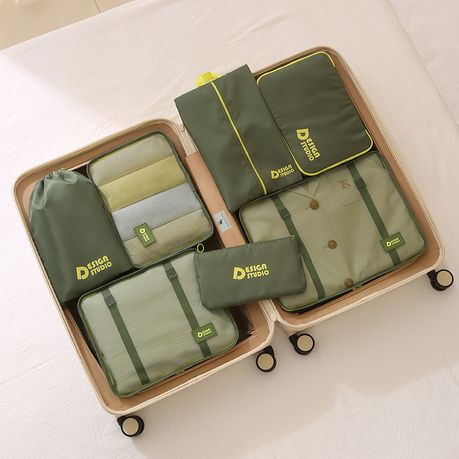 Design Studio - 7 Piece Travel Packing Organizer Set - Green