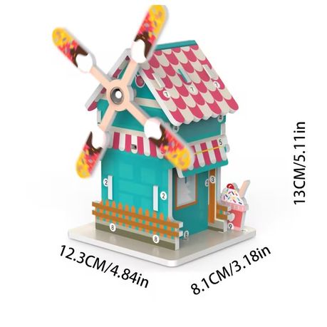Wooden Windmill Puzzle Kit - Buildable Motorized Windmill