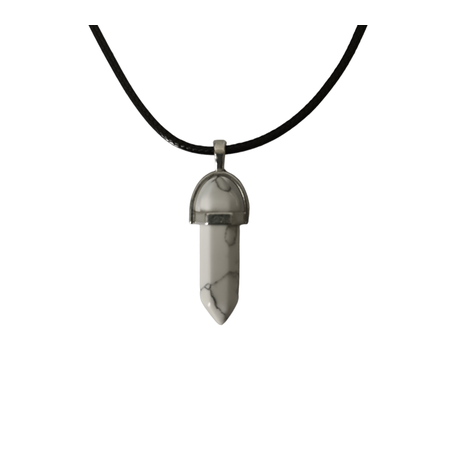 Earth Stone Collection - Bullet White Turquoise Crystal Stone Necklace