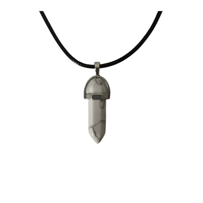 Earth Stone Collection - Bullet White Turquoise Crystal Stone Necklace