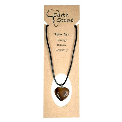 Earth Stone Collection - Heart Tiger's Eye Stone Necklace