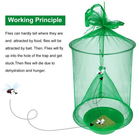 4 Pack Reusable Reinforced Mesh Hanging Trap Foldable Fly Cage