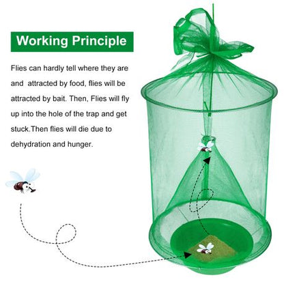 4 Pack Reusable Reinforced Mesh Hanging Trap Foldable Fly Cage