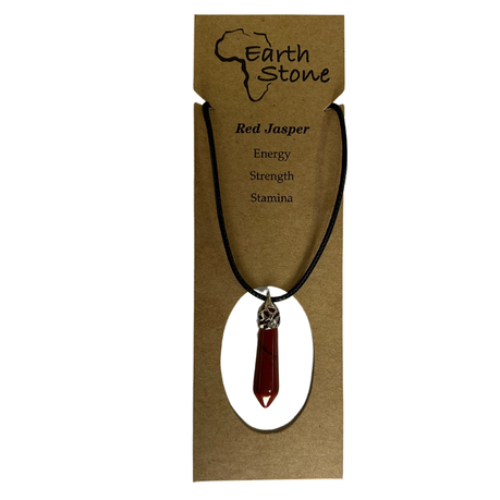 Earth Stone Collection - Ice Drop Red Jasper Crystal Stone Necklace