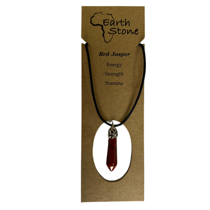 Earth Stone Collection - Ice Drop Red Jasper Crystal Stone Necklace