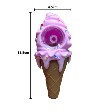 Silicone Rasta Pipe - Ice Cream Cone - Purple