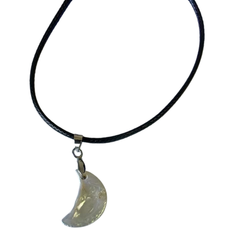 Earth Stone Collection - Pearl Crescent Moon Stone Necklace