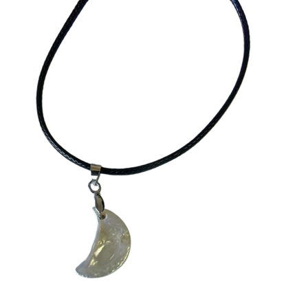 Earth Stone Collection - Pearl Crescent Moon Stone Necklace