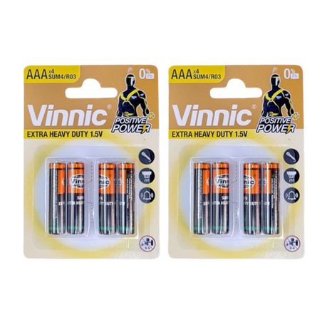 Vinnic Zinc Chloride AAA Battery 1.5V 4PC - 2 Pack