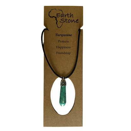 Earth Stone Collection - Ice Drop Turquoise Crystal Stone Necklace