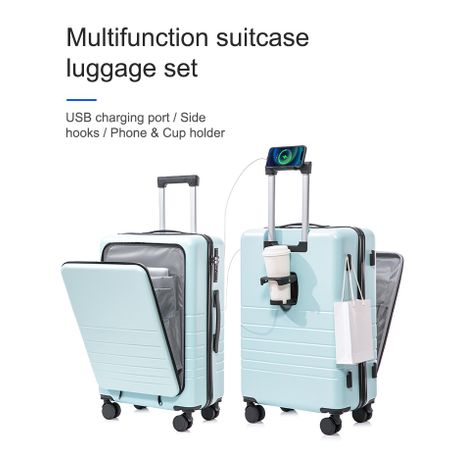 Multifunction Smart Carry-On Travel Suitcase - 20 Inch - Blue
