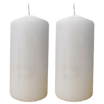 Candle Pillar - 2 Pack - White 6x12.5cm
