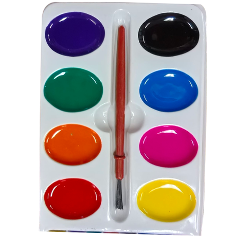 Kids Paint Art Set with 8 Watercolours Paint Brush and 8 Crayons - 2 Pack