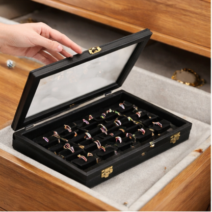Ring Display Case With Glass Top