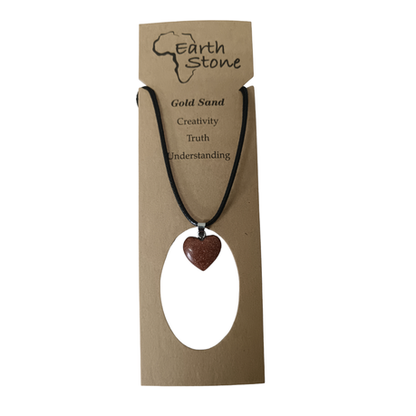 Earth Stone Collection - Heart Gold Sand Stone Necklace