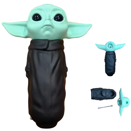 Silicone Rasta Pipe - Yoda - 15 Pack