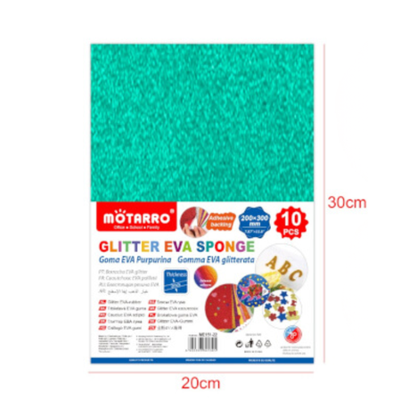 Motarro Eva Sponge A4 10 Pieces - Dark Green Glitter