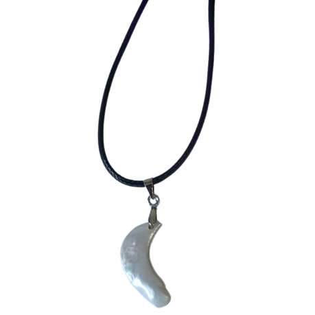 Earth Stone Collection - Pearl Crescent Moon Stone Necklace