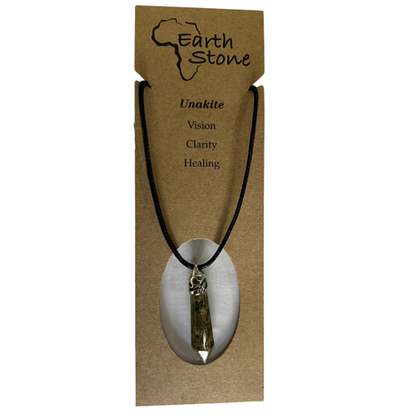 Earth Stone Collection - Ice Drop Unakite Crystal Stone Necklace