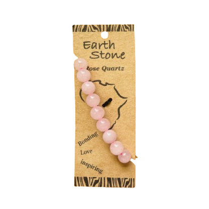 Earth Stone Collection - Rose Quartz Bracelet and Bullet Necklace Set