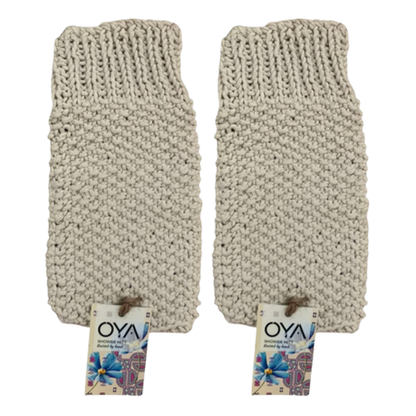 Oya Shower Mitt White 2 Pack