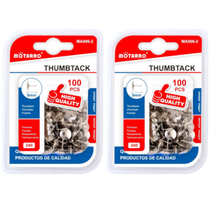 Motarro Thumbtack 9mm 100PCS - 2 Pack - Silver