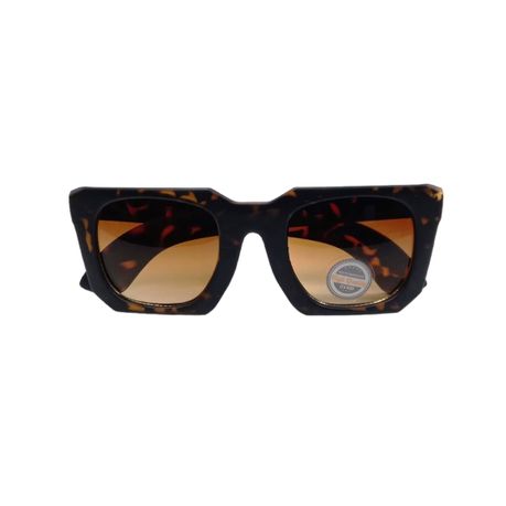 Solar X Square Sunglasses with Gradient Yellow Lens UV400 - Matte Brown