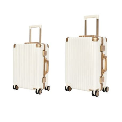 Classic Aluminum Frame Travel Suitcase - 22 inch + 26 inch - White