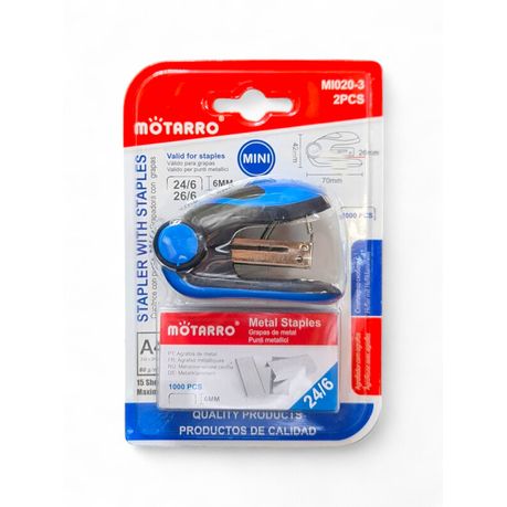 Motarro Stapler With Staples 42x70mm - Blue