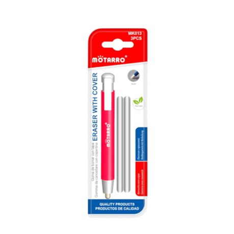 Motarro Eraser With Cover 3 PCS - Blue