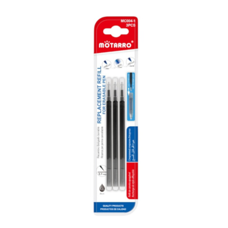 Motarro Pen Refill For Erasable Pen Black 0.7mm - 3PCS