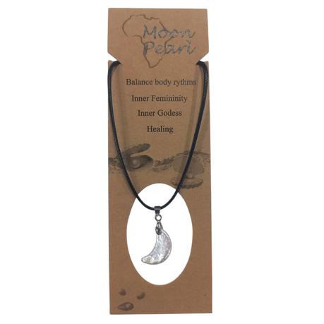 Earth Stone Collection - Pearl Crescent Moon Stone Necklace