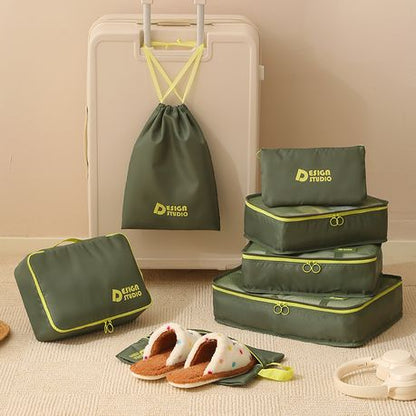 Design Studio - 7 Piece Travel Packing Organizer Set - Green