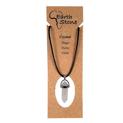 Earth Stone Collection - Bullet Clear Quartz Crystal Necklace