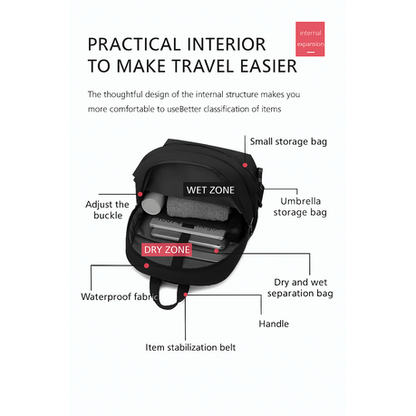 Waterproof Travel Backpack - White, Black