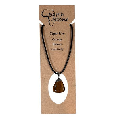 Earth Stone Collection - Polished Tigers Eye Stone Necklace