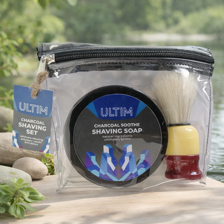 Ultim - Charcoal Soothe Shaving Set - 120 Gram Soap And Brush