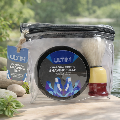 Ultim - Charcoal Soothe Shaving Set - 120 Gram Soap And Brush