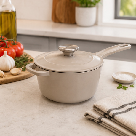 Cast Iron Saucepan - Light Taupe