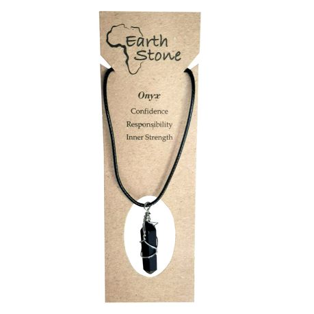 Earth Stone Collection - Wire Wrapped Onyx Stone Necklace