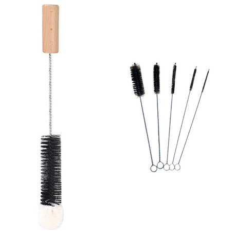 Glass Bottle Cleaning Brush Set - 1 Medium + 5 Small Brushes