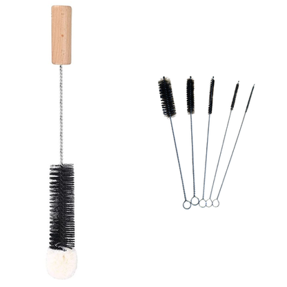 Glass Bottle Cleaning Brush Set - 1 Medium + 5 Small Brushes
